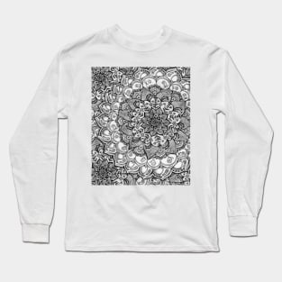 Shades of Grey - mono floral doodle Long Sleeve T-Shirt